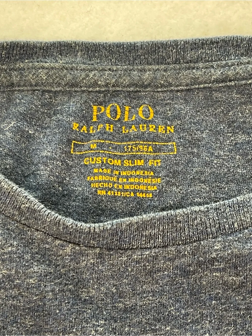 Polo Ralph Lauren Custom Slim Fit Blue Heather Long Sleeve T-Shirt Size M